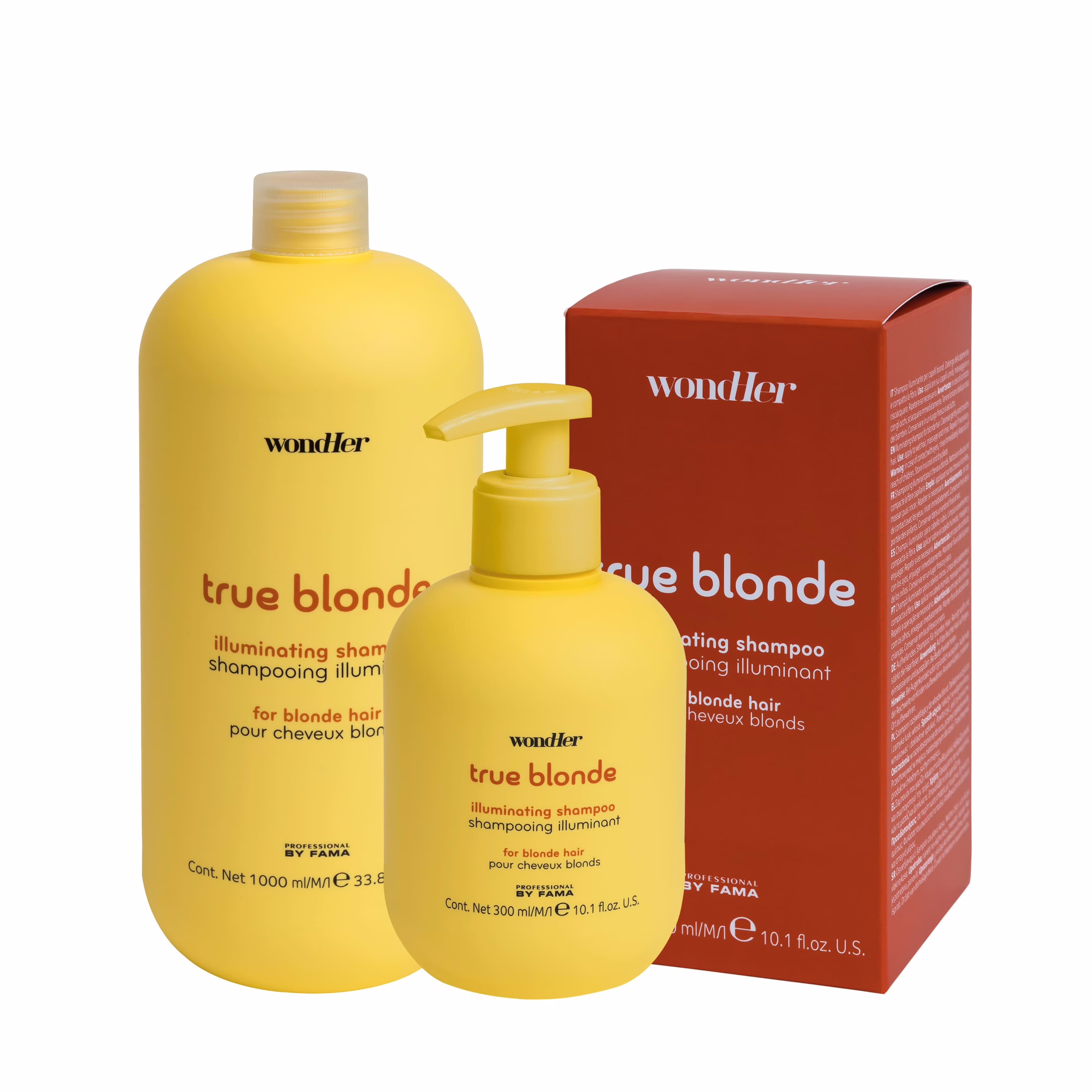 PBF WondHer TRUE BLONDE ILLUMINATING šampūnas Originali PBF WondHer TRUE BLONDE ILLUMINATING šampūnas pakuotė